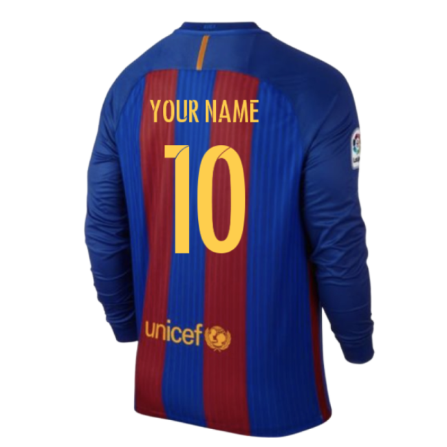 2015-2016 Barcelona Long Sleeve Home Shirt (Your Name)-Football Jersey Hub