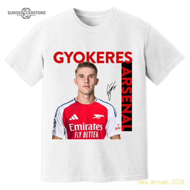 Viktor Gyokeres arsenal New Signing T-Shirt (White)-Football Jersey Hub