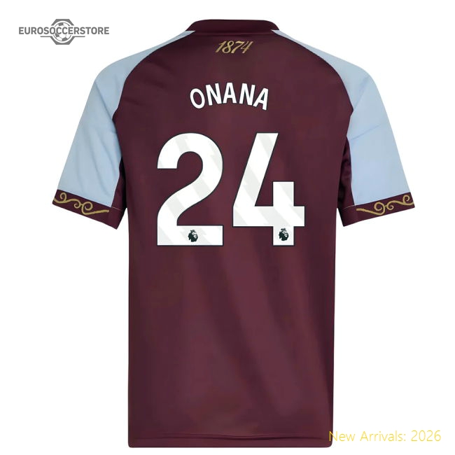 2025-2026 Aston Villa Home Shirt (Kids) (Onana 24)-Football Jersey Hub