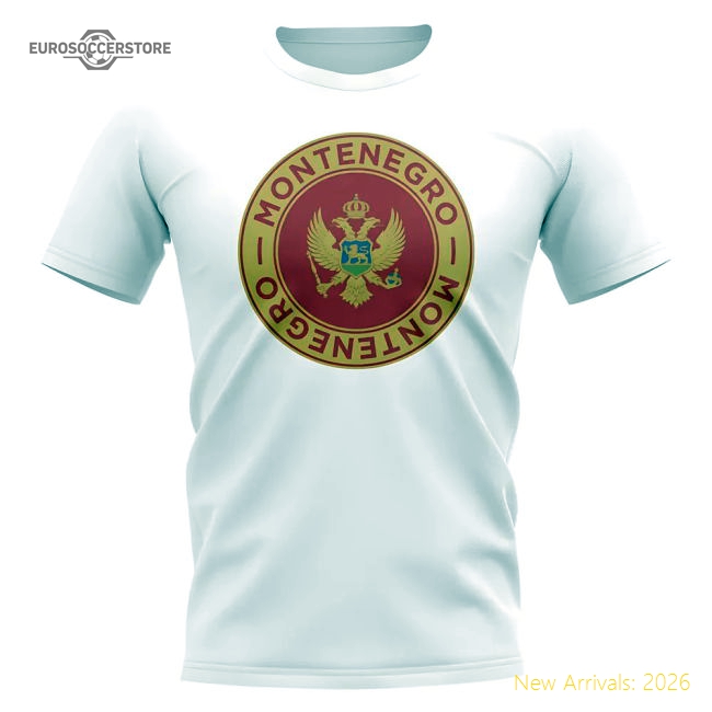 Montenegro Football Badge T-Shirt (White)-Football Jersey Hub