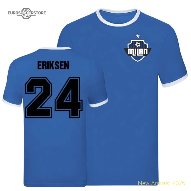 Christian Eriksen Inter Milan Ringer Tee (Blue)-Football Jersey Hub