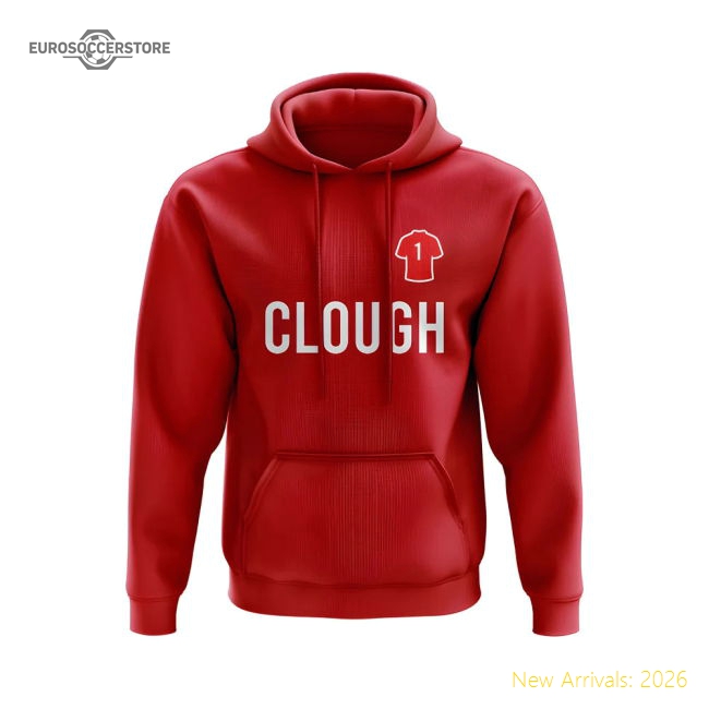 Brian Clough Nottingham Forest Number Hoody (Red)-Football Jersey Hub