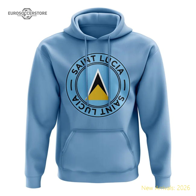Saint Lucia Football Badge Hoodie (Sky)-Football Jersey Hub