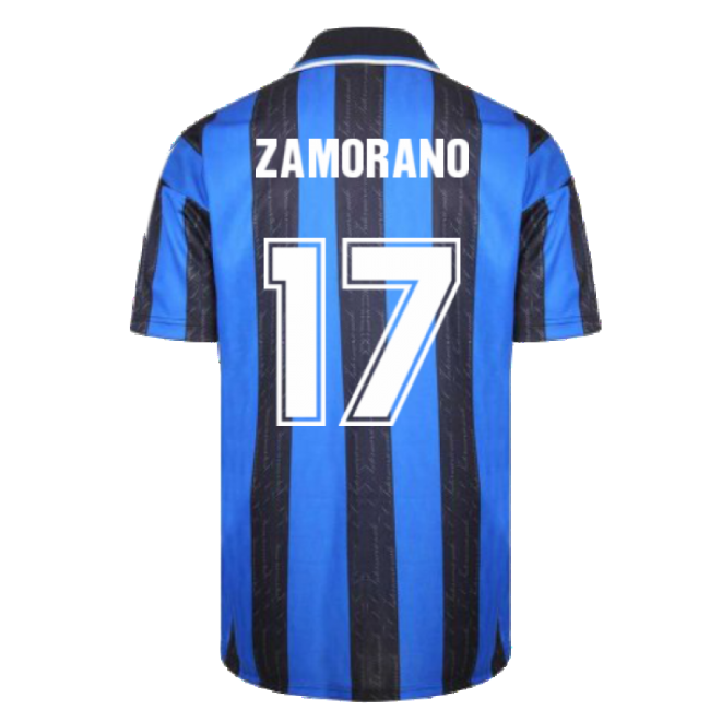 1998 Inter Milan Score Draw Home Shirt (Zamorano 17)-Football Jersey Hub