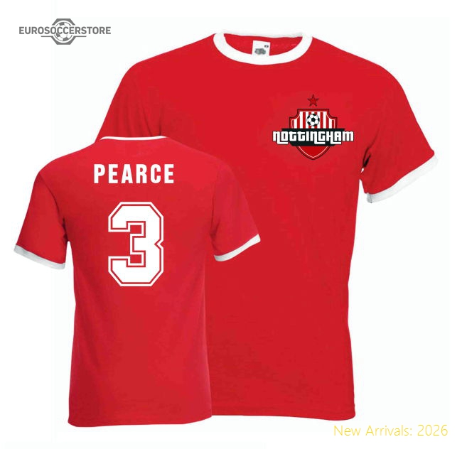 Stuart Pearce Nottingham Forest Ringer Tee (red)-Football Jersey Hub