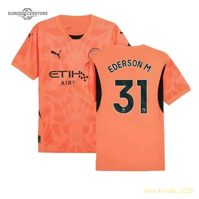 2024-2025 Man City Home Goalkeeper Shirt (Neon Sun) (Ederson M. 31)-Football Jersey Hub