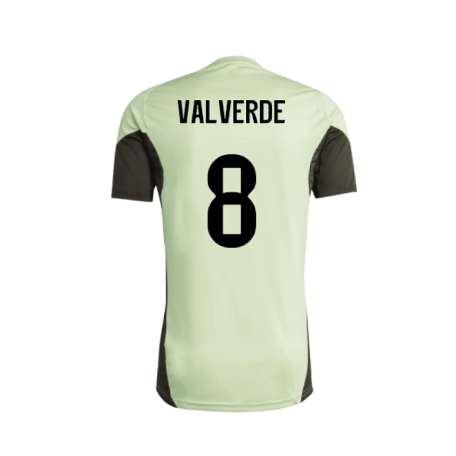 2025-2026 Real Madrid Training Tee (Almost Lime) - Kids (Valverde 8)-Football Jersey Hub