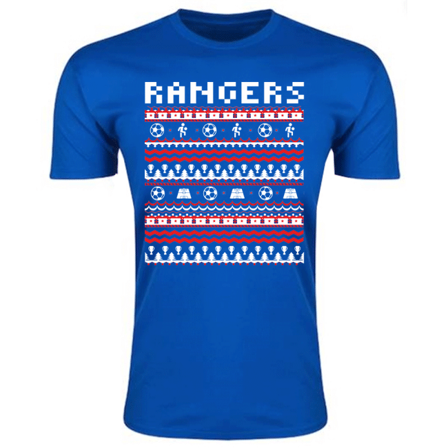 Rangers Christmas T-Shirt (Blue)-Football Jersey Hub