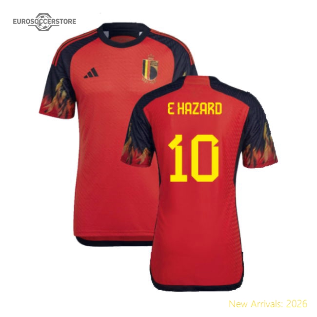 2022-2023 Belgium Authentic Home Shirt (E HAZARD 10)-Football Jersey Hub