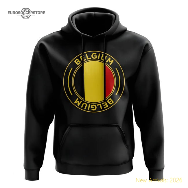 Belgium Football Badge Hoodie (Black)-Football Jersey Hub