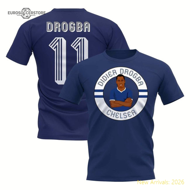 Didier Drogba Illustration T-Shirt (Blue)-Football Jersey Hub