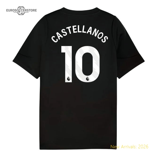 2025-2026 Man City Training Jersey (Black) - Kids (Castellanos 10)-Football Jersey Hub