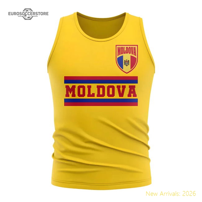 Moldova Core Football Country Sleeveless Tee (Yellow)-Football Jersey Hub