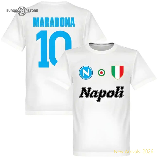 Napoli Maradona 10 Team T-Shirt - White-Football Jersey Hub