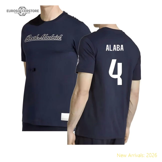2025-2026 Real Madrid US Tee (Navy) (Alaba 4)-Football Jersey Hub