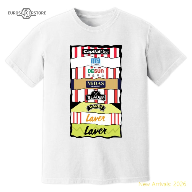 Sheffield United Sponsor History T-Shirt (White)-Football Jersey Hub