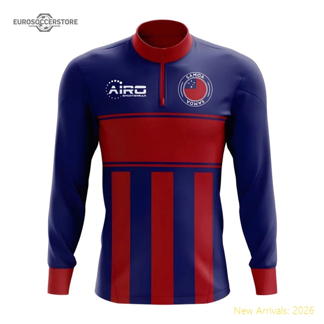 Samoa Concept Football Half Zip Midlayer Top (Blue-Red)-Football Jersey Hub