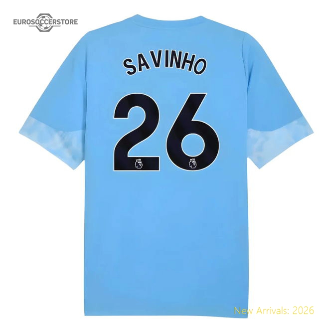 2025-2026 Man City Training Jersey (Light Blue) - Kids (Savinho 26)-Football Jersey Hub
