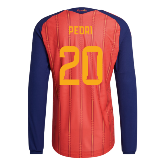 2026-2027 Spain Authentic Long Sleeve Home Shirt (Pedri 20)-Football Jersey Hub