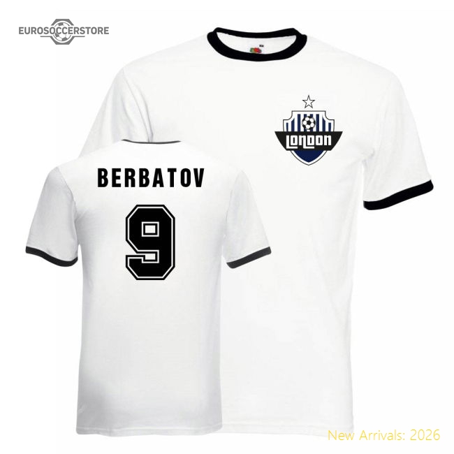 Dimitar Berbatov Tottenham Ringer Tee (white-black)-Football Jersey Hub