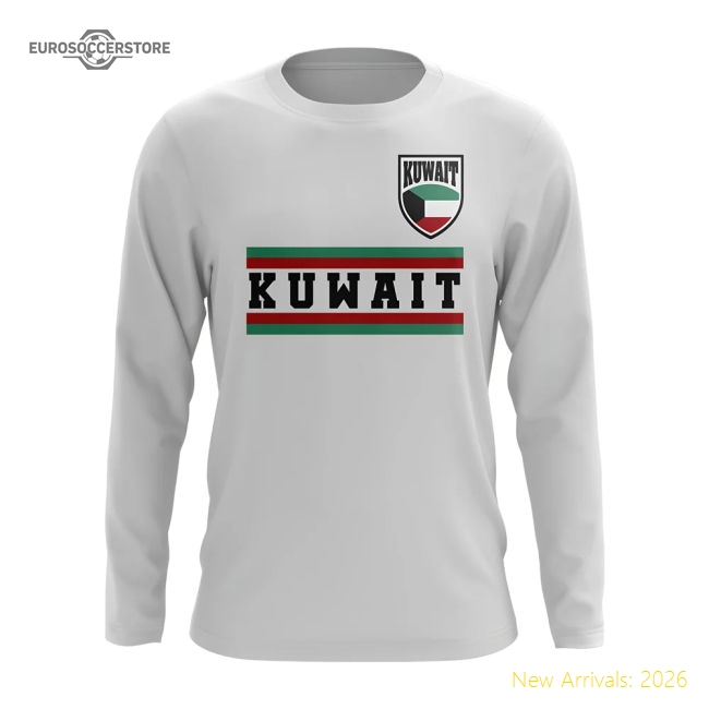 Kuwait Core Football Country Long Sleeve T-Shirt (White)-Football Jersey Hub