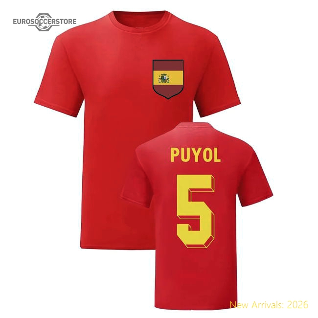 Carles Puyol Spain National Hero Tee (Red)-Football Jersey Hub
