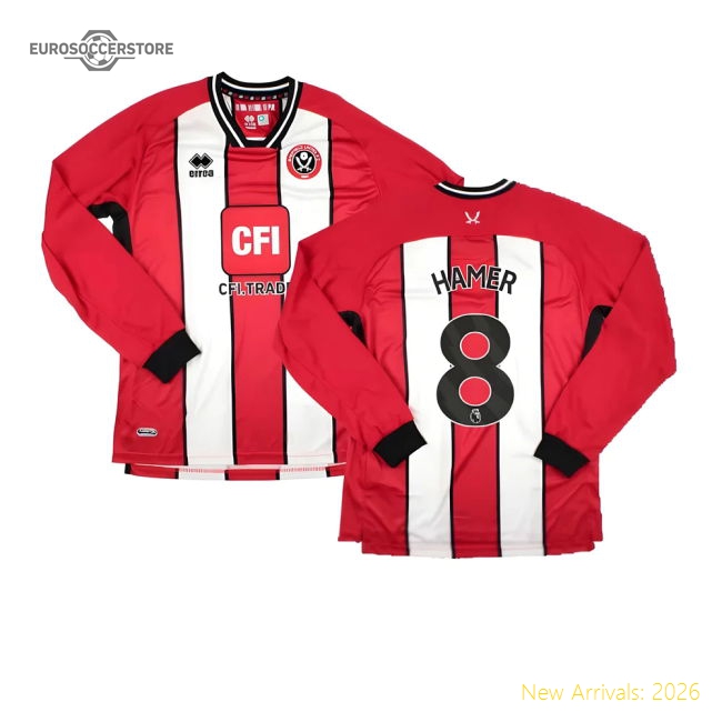 2023-2024 Sheffield United Home Long Sleeve Shirt (Hamer 8)-Football Jersey Hub