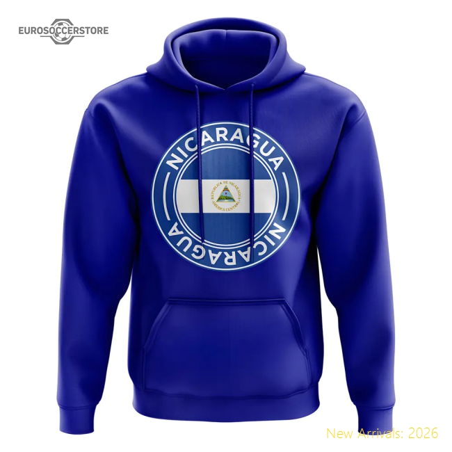 Nicaragua Football Badge Hoodie (Royal)-Football Jersey Hub