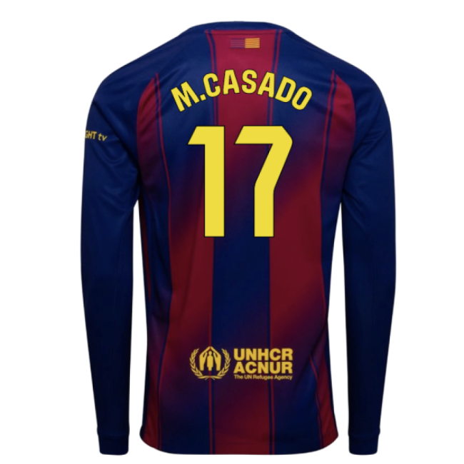 2025-2026 Barcelona Home Long Sleeve Shirt (M.Casado 17)-Football Jersey Hub