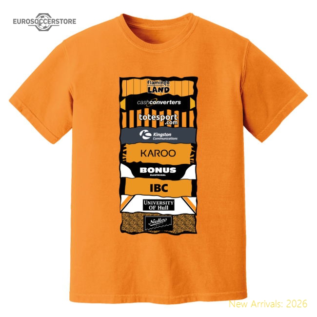 Hull Sponsor History T-Shirt (Orange)-Football Jersey Hub