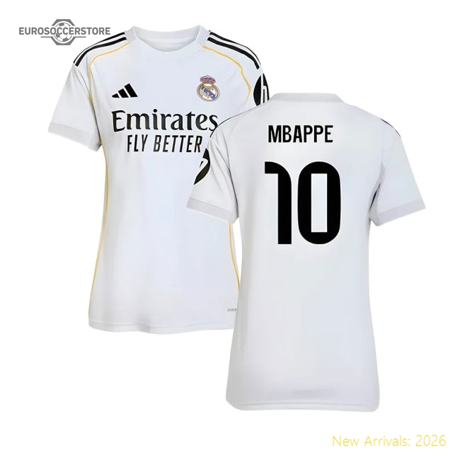 2025-2026 Real Madrid Home Shirt (Womens) (Mbappe 10)-Football Jersey Hub