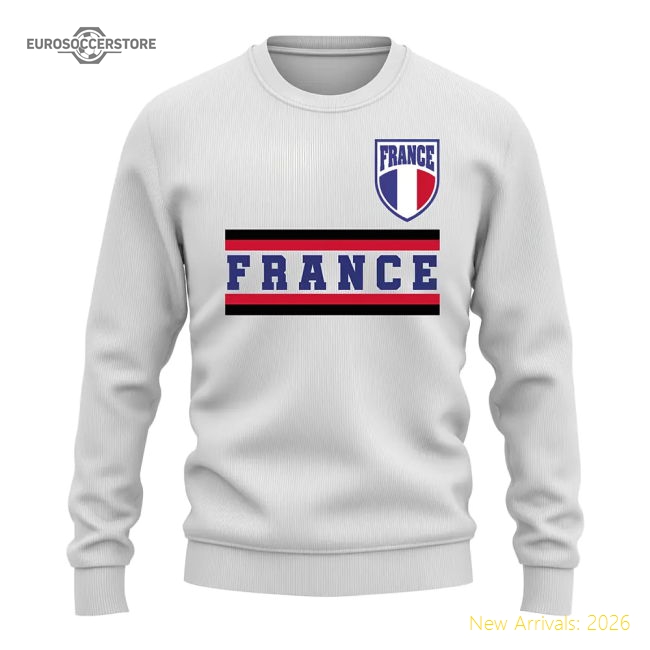 France Core Country Sweatshirt (White)-Football Jersey Hub