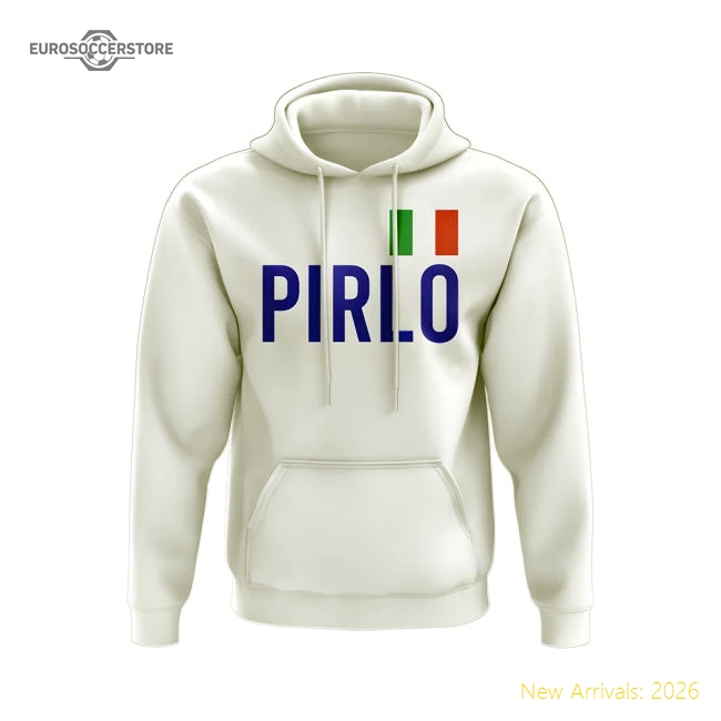Andrea Pirlo Italy Name Hoody (White)-Football Jersey Hub