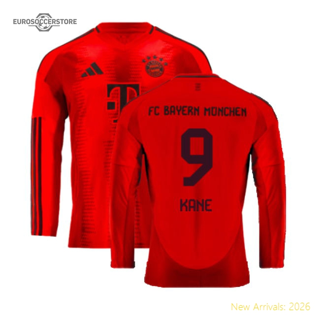 2024-2025 Bayern Munich Long Sleeve Home Shirt (Kane 9)-Football Jersey Hub