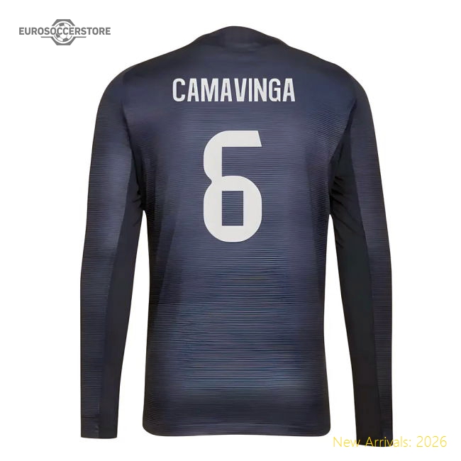 2025-2026 Real Madrid Authentic Long Sleeve Away Shirt (Camavinga 6)-Football Jersey Hub