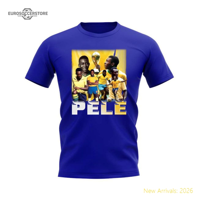 Pele Bootleg T-Shirt (Blue)-Football Jersey Hub