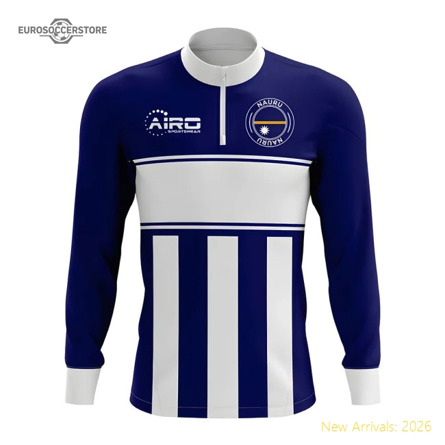 Nauru Concept Football Half Zip Midlayer Top (Navy-White)-Football Jersey Hub