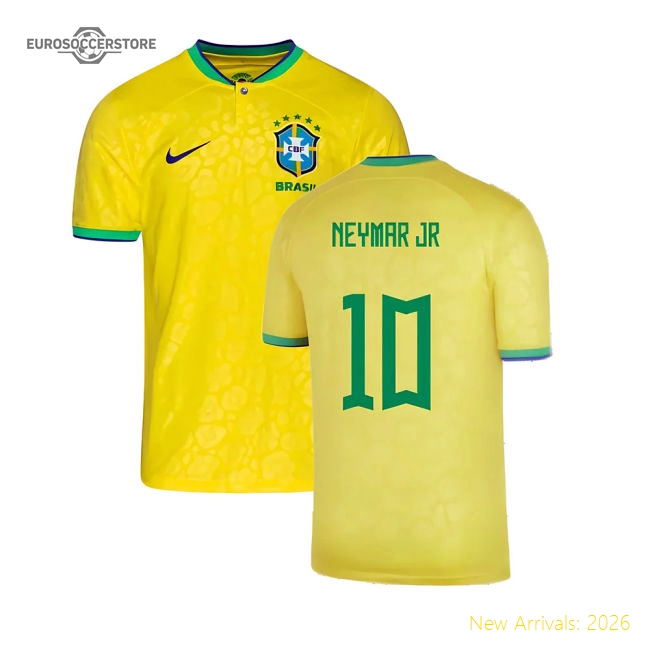 2022-2023 Brazil Little Boys Home Shirt (Neymar JR 10)-Football Jersey Hub