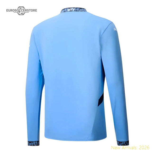 2024-2025 Man City Home Long Sleeve Shirt-Football Jersey Hub