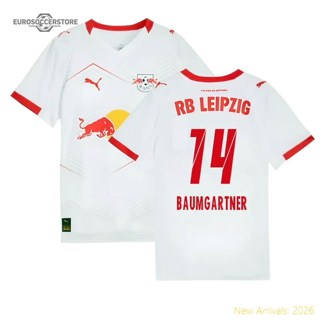 2025-2026 Red Bull Leipzig Home Shirt (Kids) (Baumgartner 14)-Football Jersey Hub