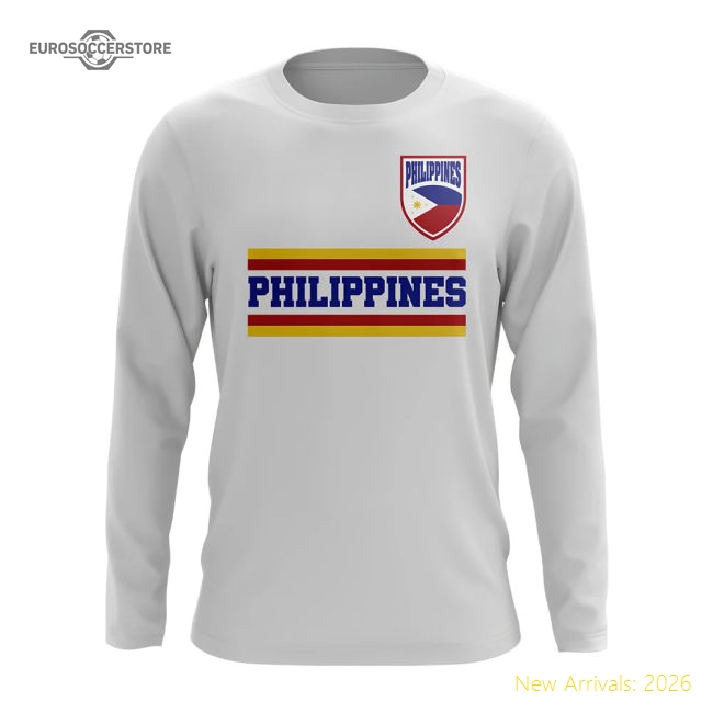 Philippines Core Football Country Long Sleeve T-Shirt (White)-Football Jersey Hub