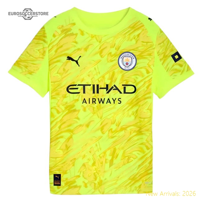 2025-2026 Man City Goalkeeper Third Shirt (Yellow) - Kids-Football Jersey Hub