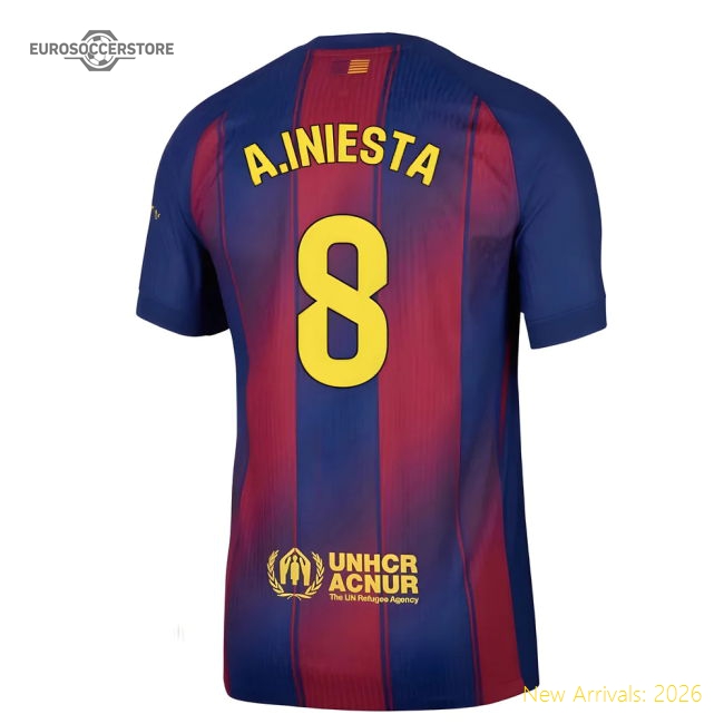 2025-2026 Barcelona Authentic Home Shirt (A.Iniesta 8)-Football Jersey Hub
