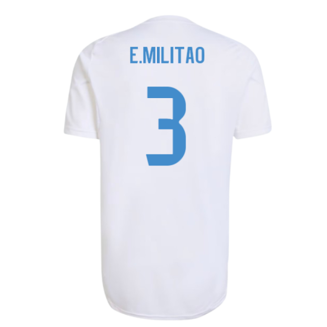 2025-2026 Real Madrid EU Training Jersey (White) (E.Militao 3)-Football Jersey Hub