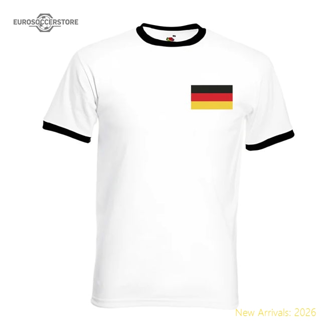Thomas Muller Germany Ringer Tee (white-black)-Football Jersey Hub