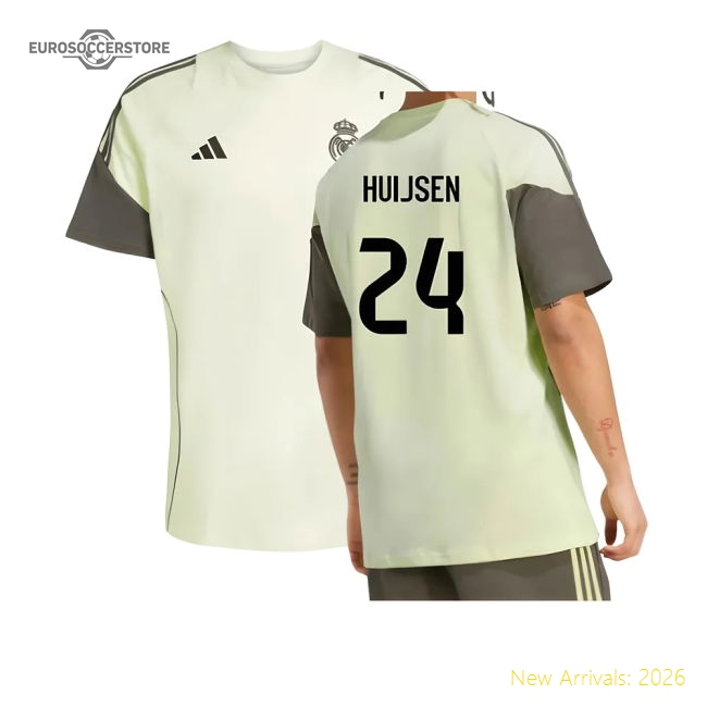2025-2026 Real Madrid Training Tee (Almost Lime) (Huijsen 24)-Football Jersey Hub