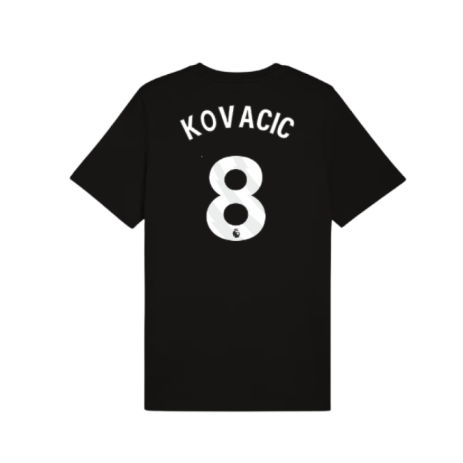 2025-2026 Man City FtblESS Tee (Black) (Kovacic 8)-Football Jersey Hub