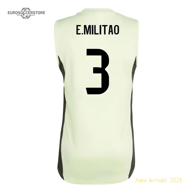 2025-2026 Real Madrid Sleeveless Training Jersey (Almost Lime) (E.Militao 3)-Football Jersey Hub