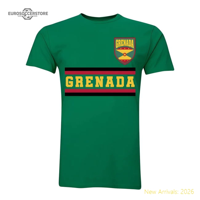 Grenada Core Football Country T-Shirt (Green)-Football Jersey Hub