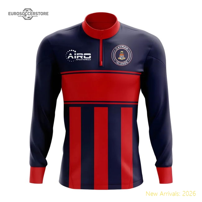 Cayman Islands Concept Football Half Zip Midlayer Top (Blue-Red)-Football Jersey Hub